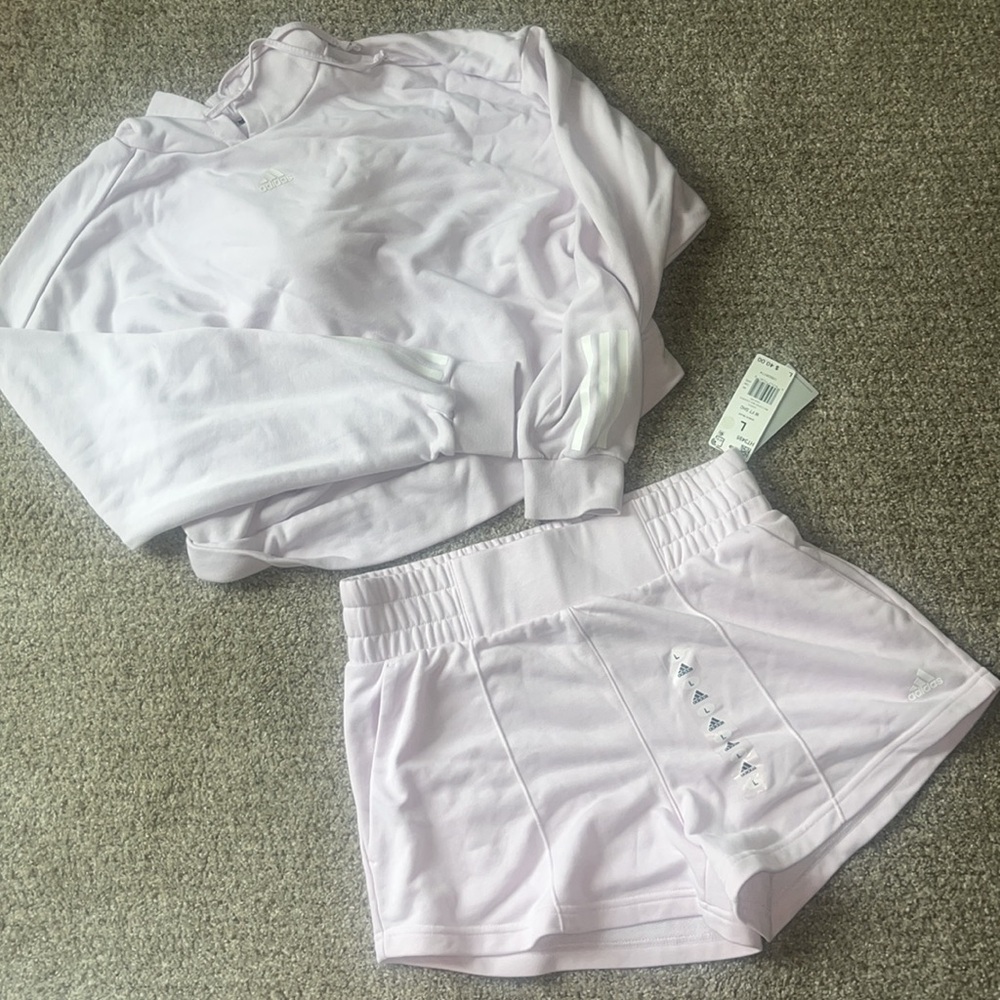 Adidas hyper glam French Terry lounge SET. Womens Large. Shorts are new with tag